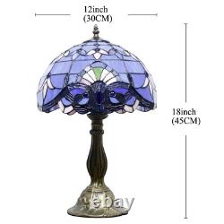 Tiffany Lamp Stained Glass Table Lamp 12X12X18 Inches Blue Purple Baroque Sty