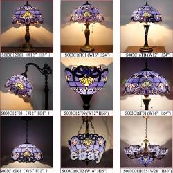 Tiffany Lamp Stained Glass Table Lamp 12X12X18 Inches Blue Purple Baroque Sty