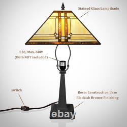 Tiffany Lamp Stained Glass Table Lamp 12x12x19 Inches Cream Color Style Desk