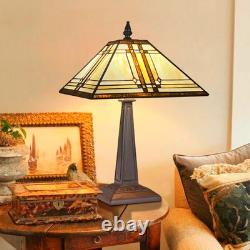 Tiffany Lamp Stained Glass Table Lamp 12x12x19 Inches Cream Color Style Desk