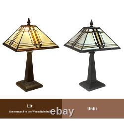 Tiffany Lamp Stained Glass Table Lamp 12x12x19 Inches Cream Color Style Desk