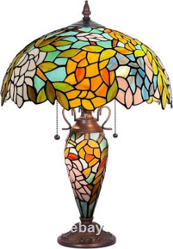 Tiffany Lamp Stained Glass Table Lamp 16X16X24 Inches 3-Light Wisteria Style Mot