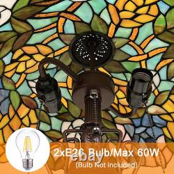 Tiffany Lamp Stained Glass Table Lamp 16X16X24 Inches 3-Light Wisteria Style Mot