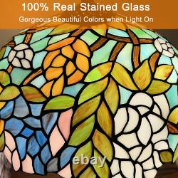 Tiffany Lamp Stained Glass Table Lamp 16X16X24 Inches 3-Light Wisteria Style Mot