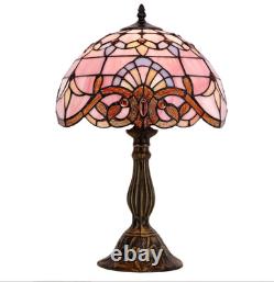 Tiffany Lamp Stained Glass Table Lamp 18inch Pink Baroque Style Lavender Bedside