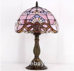 Tiffany Lamp Stained Glass Table Lamp 18inch Pink Baroque Style Lavender Bedside