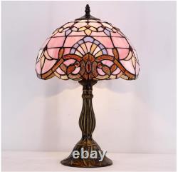 Tiffany Lamp Stained Glass Table Lamp 18inch Pink Baroque Style Lavender Bedside