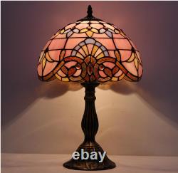 Tiffany Lamp Stained Glass Table Lamp 18inch Pink Baroque Style Lavender Bedside