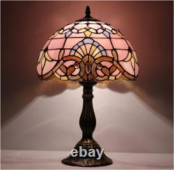 Tiffany Lamp Stained Glass Table Lamp 18inch Pink Baroque Style Lavender Bedside