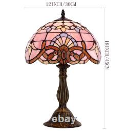 Tiffany Lamp Stained Glass Table Lamp 18inch Pink Baroque Style Lavender Bedside