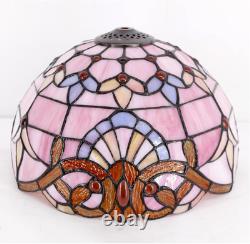 Tiffany Lamp Stained Glass Table Lamp 18inch Pink Baroque Style Lavender Bedside