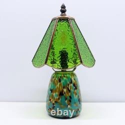 Tiffany Lamp Stained Glass Table Lamp 7X7X12 Inch Green Water Ripple Mini Nig