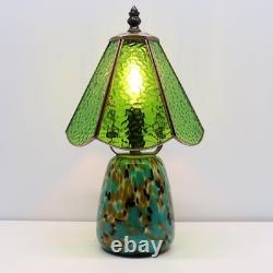 Tiffany Lamp Stained Glass Table Lamp 7X7X12 Inch Green Water Ripple Mini Nig