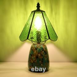 Tiffany Lamp Stained Glass Table Lamp 7X7X12 Inch Green Water Ripple Mini Nig