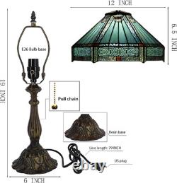 Tiffany Lamp Stained Glass Table Lamp Bedside Reading Light W12H19 Inches Missi