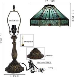 Tiffany Lamp Stained Glass Table Lamp Bedside Reading Light W12H19 Inches Missi