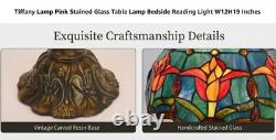 Tiffany Lamp Stained Glass Table Lamp Bedside Reading Light W12H19 Inches, Tulip