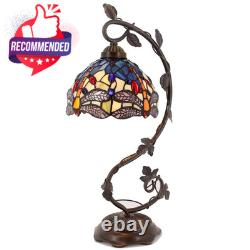 Tiffany Lamp Stained Glass Table Lamp Blue Yellow Dragonfly Style Desk Light