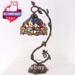 Tiffany Lamp Stained Glass Table Lamp Blue Yellow Dragonfly Style Desk Light