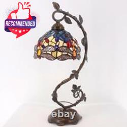 Tiffany Lamp Stained Glass Table Lamp Blue Yellow Dragonfly Style Desk Light
