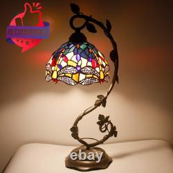 Tiffany Lamp Stained Glass Table Lamp Blue Yellow Dragonfly Style Desk Light