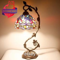 Tiffany Lamp Stained Glass Table Lamp Blue Yellow Dragonfly Style Desk Light