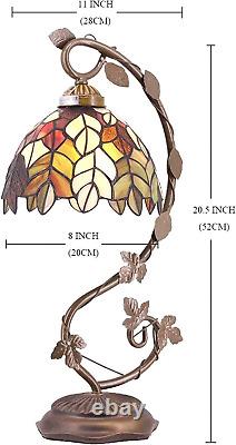 Tiffany Lamp Stained Glass Table Lamp Maple Leaf Desk Reading Light 8X10X21 Inch