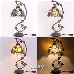 Tiffany Lamp Stained Glass Table Lamp Maple Leaf Desk Reading Light 8X10X21 Inch