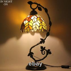 Tiffany Lamp Stained Glass Table Lamp Maple Leaf Desk Reading Light 8X10X21 Inch