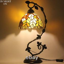 Tiffany Lamp Stained Glass Table Lamp Maple Leaf Desk Reading Light 8X10X21 Inch