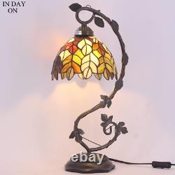 Tiffany Lamp Stained Glass Table Lamp Maple Leaf Desk Reading Light 8X10X21 Inch