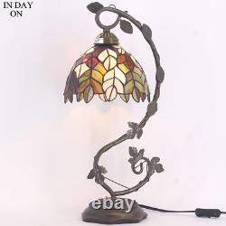 Tiffany Lamp Stained Glass Table Lamp Maple Leaf Desk Reading Light 8X10X21 Inch