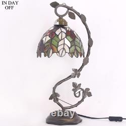 Tiffany Lamp Stained Glass Table Lamp Maple Leaf Desk Reading Light 8X10X21 Inch