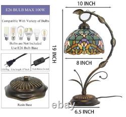 Tiffany Lamp Stained Glass Table Lamp Metal Leaf Base 19 inch Reading Desk Light
