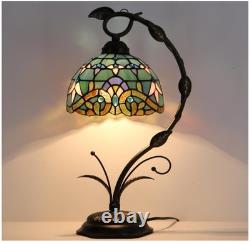 Tiffany Lamp Stained Glass Table Lamp Metal Leaf Base 19 inch Reading Desk Light