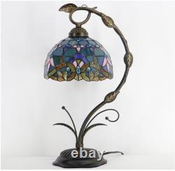 Tiffany Lamp Stained Glass Table Lamp Metal Leaf Base 19 inch Reading Desk Light