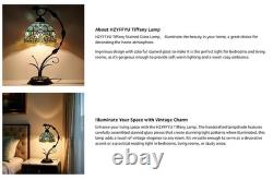 Tiffany Lamp Stained Glass Table Lamp Metal Leaf Base 19 inch Reading Desk Light