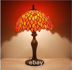 Tiffany Lamp Stained Glass Table Lamp Red Wisteria Style Desk Bedside Read Light