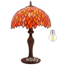 Tiffany Lamp Stained Glass Table Lamp Red Wisteria Style Desk Bedside Read Light