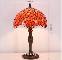 Tiffany Lamp Stained Glass Table Lamp Red Wisteria Style Desk Bedside Read Light