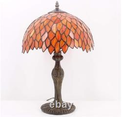 Tiffany Lamp Stained Glass Table Lamp Red Wisteria Style Desk Bedside Read Light