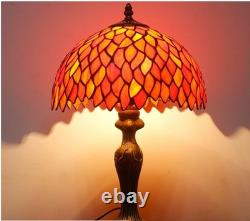 Tiffany Lamp Stained Glass Table Lamp Red Wisteria Style Desk Bedside Read Light