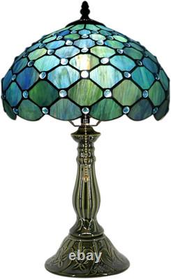 Tiffany Lamp Stained Glass Table Lamps Sea Blue Pearl Style Desk Lamp 12X12X18.5