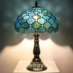 Tiffany Lamp Stained Glass Table Lamps Sea Blue Pearl Style Desk Lamp 12X12X18.5