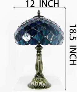 Tiffany Lamp Stained Glass Table Lamps Sea Blue Pearl Style Desk Lamp 12X12X18.5