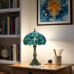 Tiffany Lamp Stained Glass Table Lamps Sea Blue Pearl Style Desk Lamp 12X12X18.5