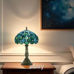 Tiffany Lamp Stained Glass Table Lamps Sea Blue Pearl Style Desk Lamp 12X12X18.5