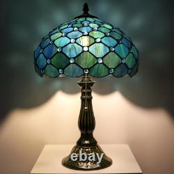 Tiffany Lamp Stained Glass Table Lamps Sea Blue Pearl Style Desk Lamp 12X12X18.5