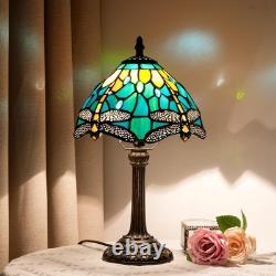 Tiffany Lamp Style Stained Glass Table Lamp Teal Dragonfly Green Bedroom Beds