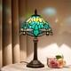 Tiffany Lamp Style Stained Glass Table Lamp Teal Dragonfly Green Bedroom Beds